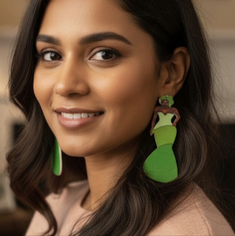 Long earrings with a woman's silhouette, handmade, lightweight. 9 Cm